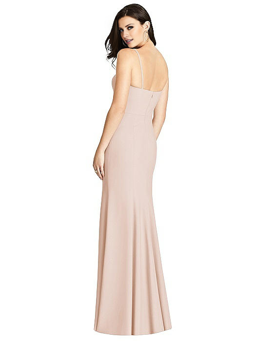 Vestido de fiesta Jimiss con escote en V, sin mangas, hombros descubiertos, tirantes finos, abertura lateral sin espalda y largo hasta el suelo
