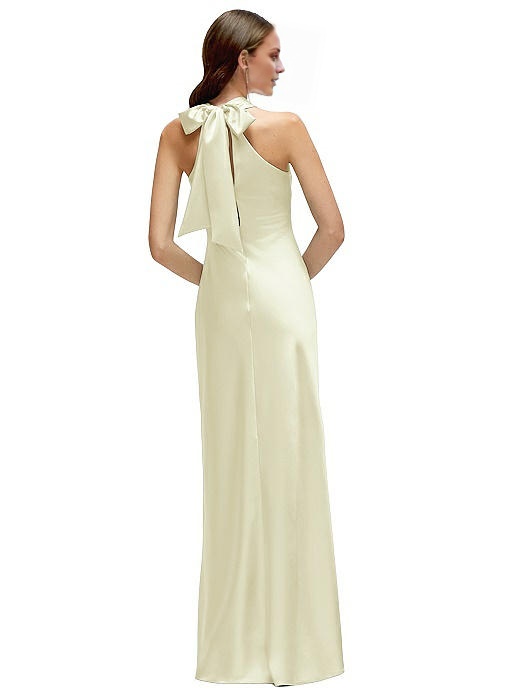 Vestido de fiesta Jimiss con escote cruzado, cuello colgante, hombros descubiertos, sin mangas, espalda descubierta y largo hasta el suelo