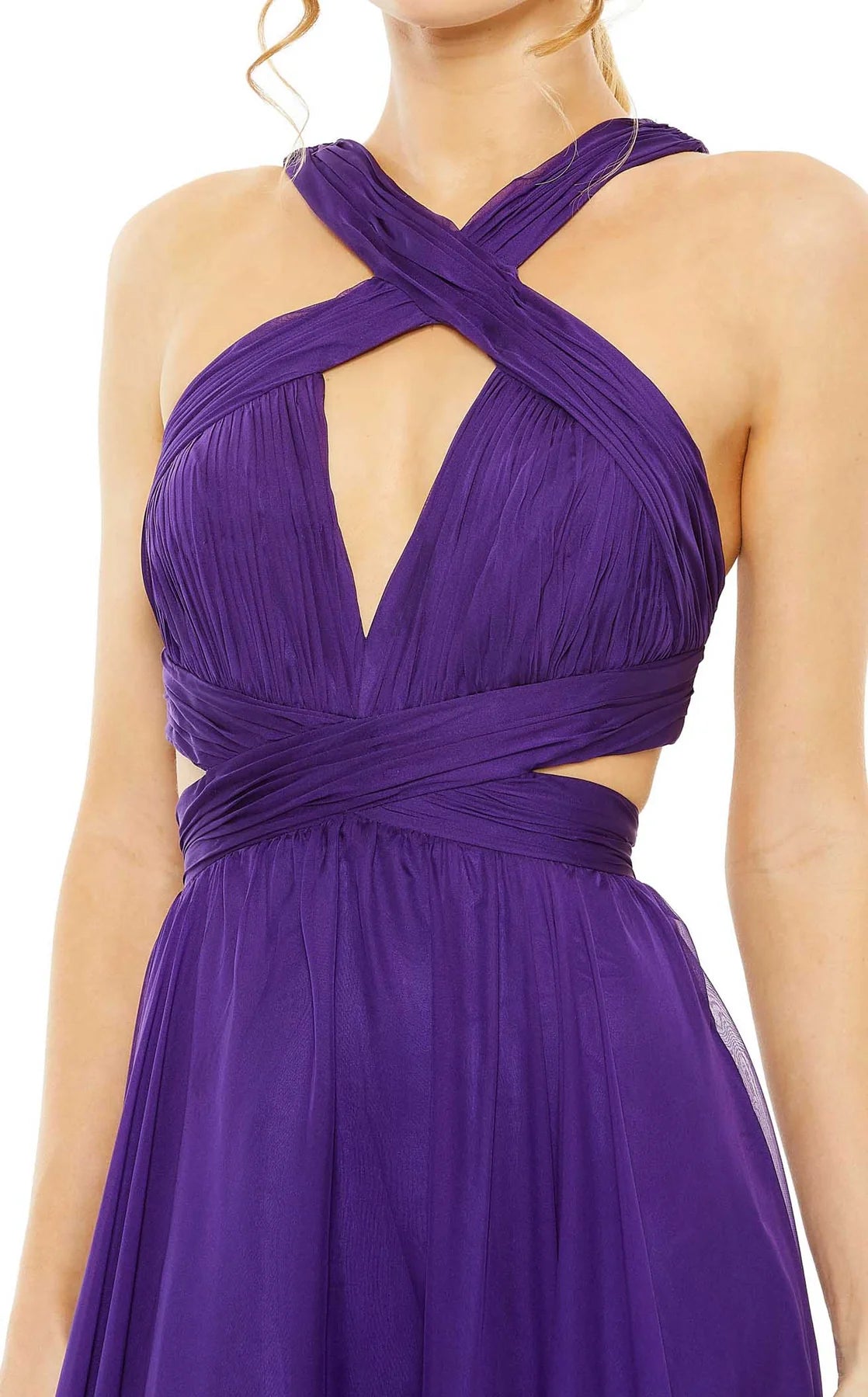 Purple Chiffon A-Line Halter Backless Floor-Length Bridesmaid Dress