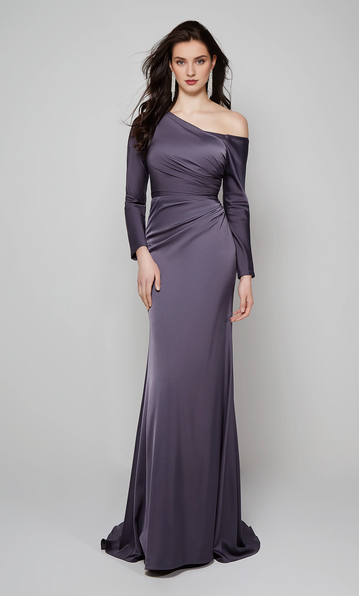 Stormy Satin One Shoulder Floor-Length Sheath/column Evening Dress