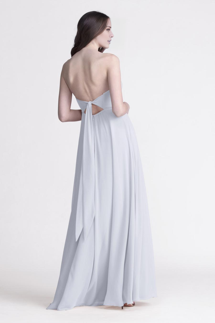 Dusty Blue Chiffon Strapless A-Line Floor-Length Bridesmaid Dress