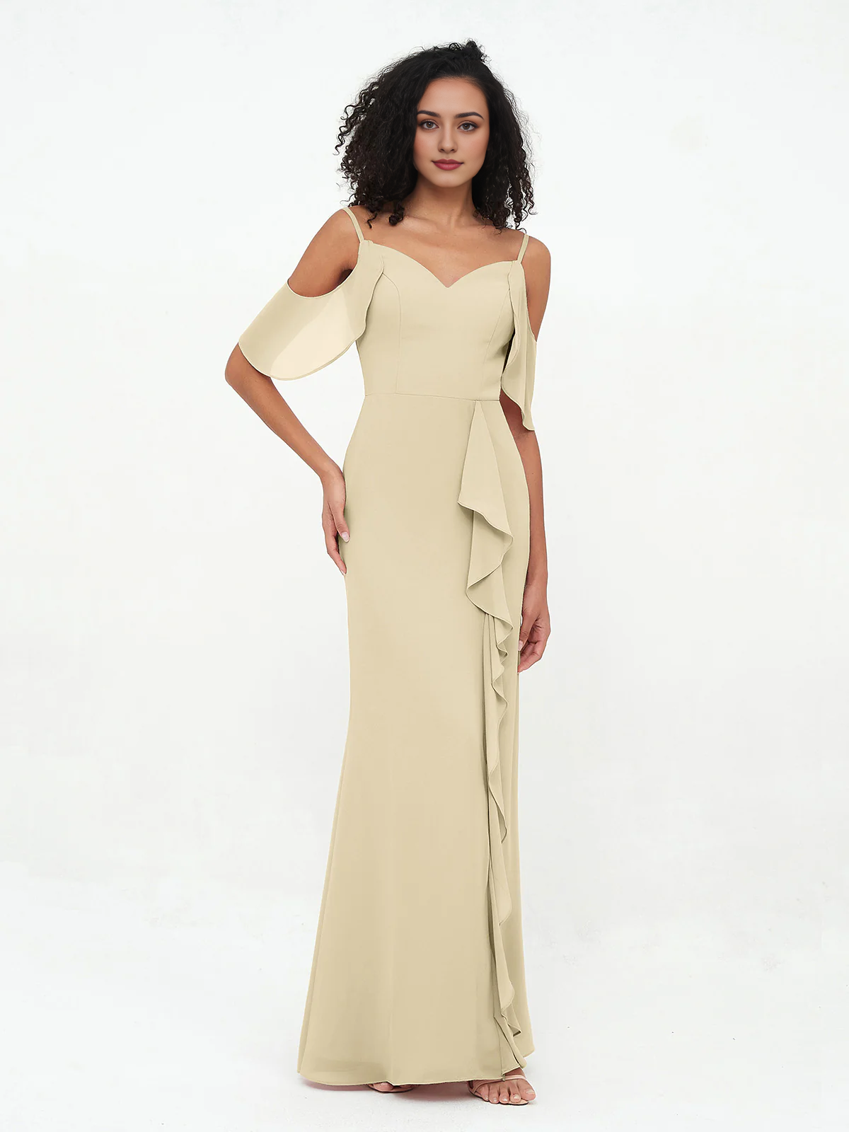 Vestido Cloumn con abertura y tirantes finos