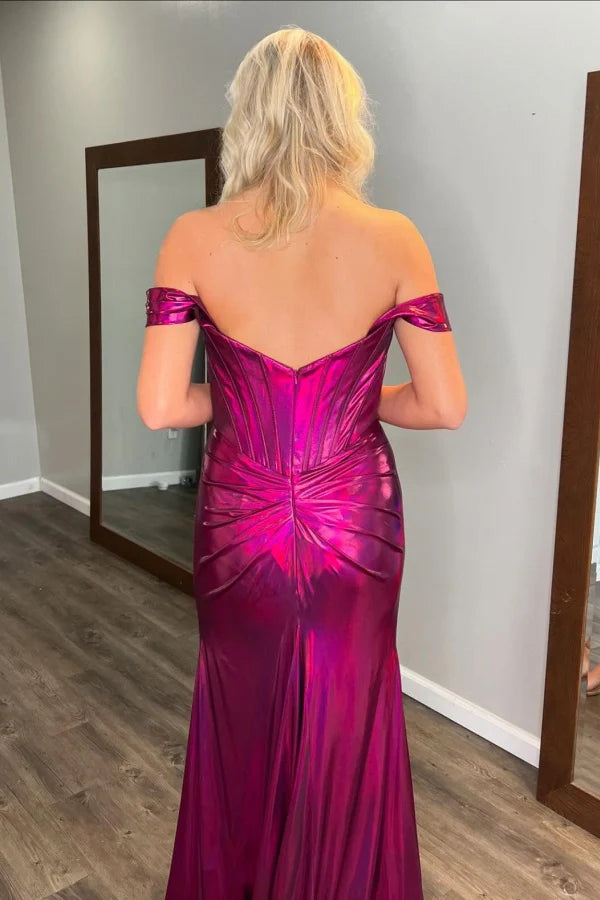 Vestido de noche minimalista Jimiss de corte entallado, sin mangas, con hombros descubiertos, plisado y abertura lateral alta