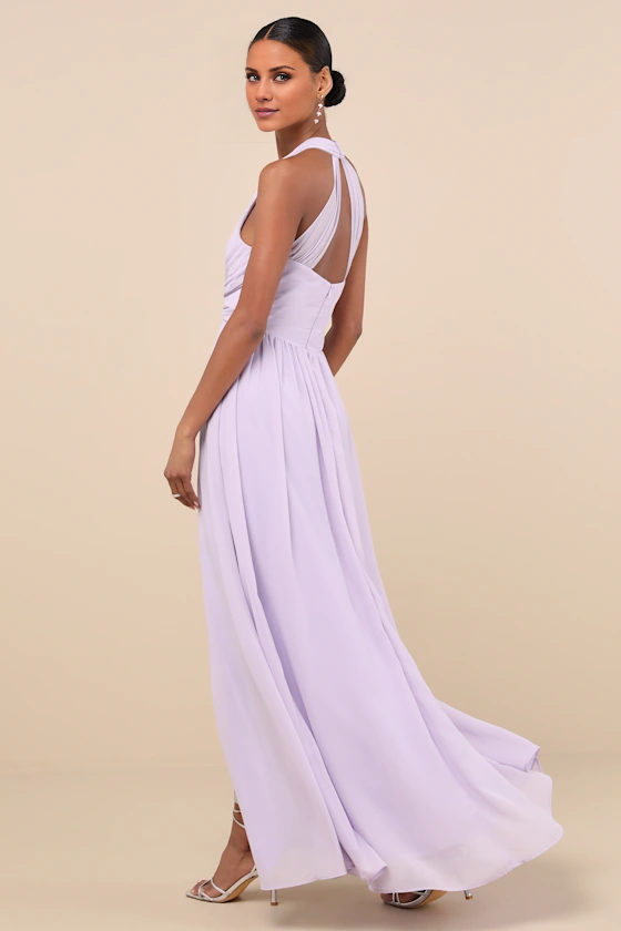 Vestido de noche Jimiss con cuello en V, escote colgante, hombros descubiertos, sin mangas, espalda descubierta, abertura lateral y largo hasta el suelo