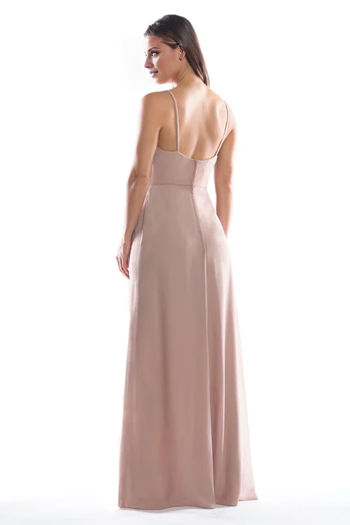 Vestido de fiesta Jimiss con escote en V, hombros descubiertos, sin mangas, tirantes finos, espalda descubierta y largo hasta el suelo