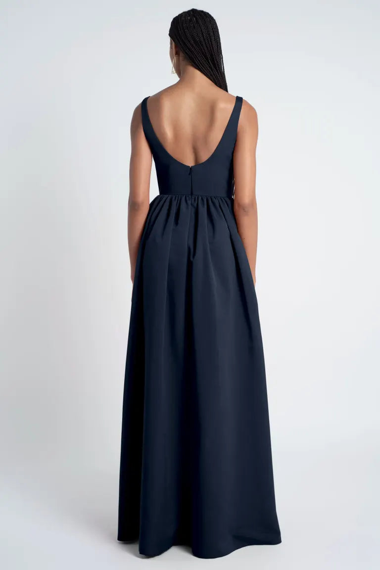 Vestido de fiesta Jimiss con escote cuadrado, hombros descubiertos, sin mangas, espalda descubierta y largo hasta el suelo