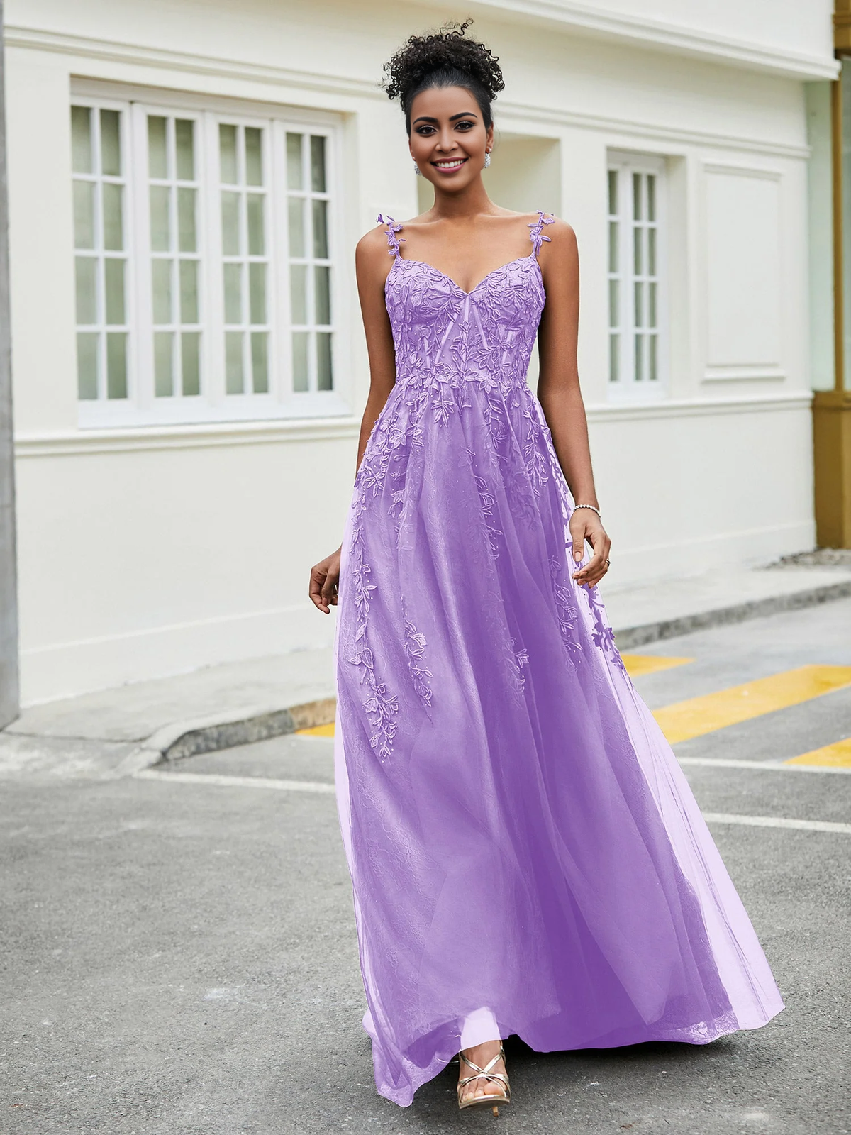 Dark Navy Tulle A-Line Floor-Length Bridesmaid Dress