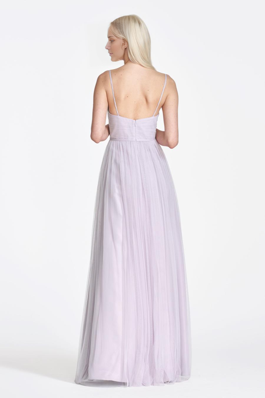 Vestido de noche Jimiss con escote en V, sin mangas, hombros descubiertos, tirantes finos, plisado, transparente, sin espalda y largo hasta el suelo