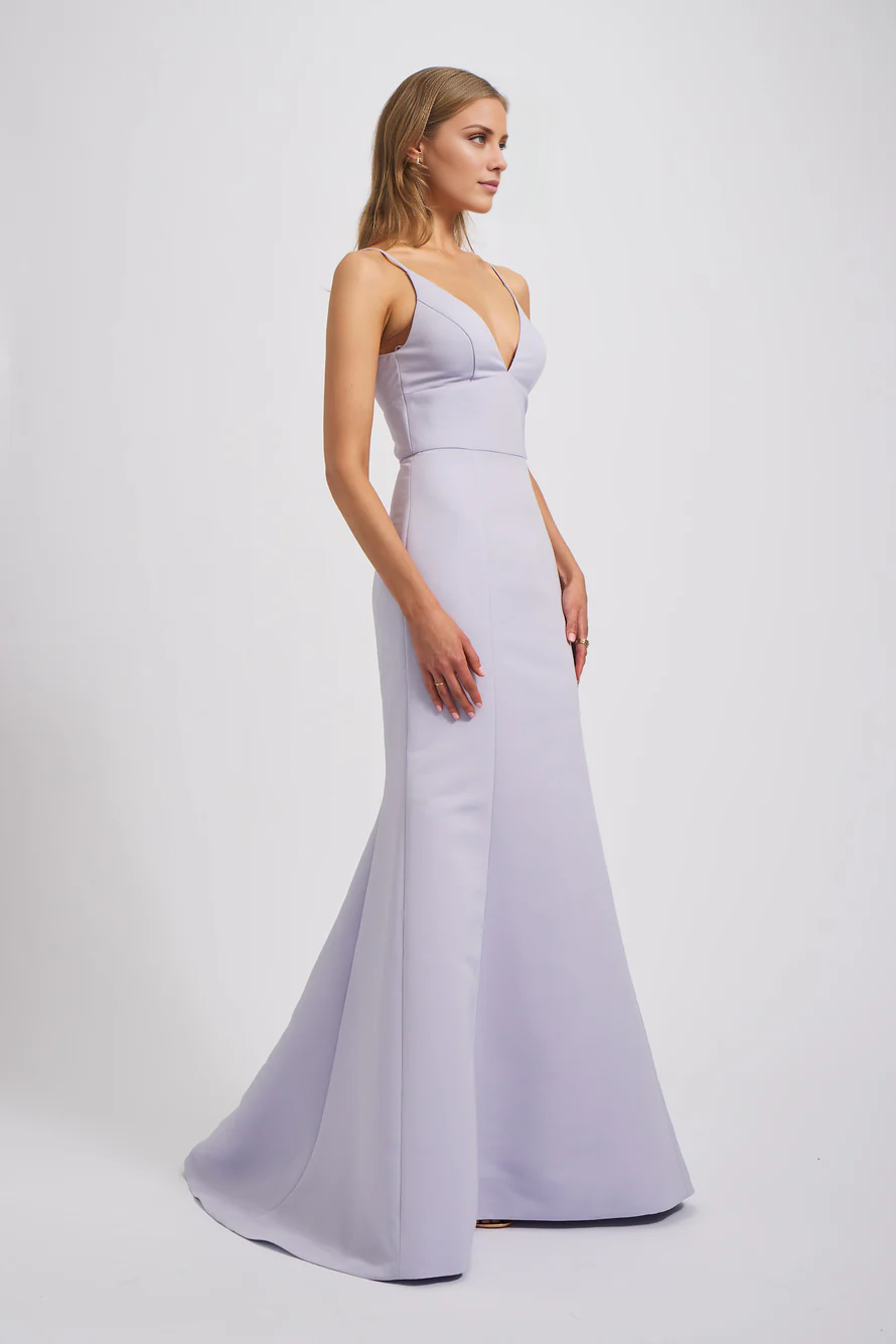 Vestido de fiesta Jimiss con escote en V, corte sirena, hombros descubiertos, sin mangas, tirantes finos, espalda descubierta y largo hasta el suelo