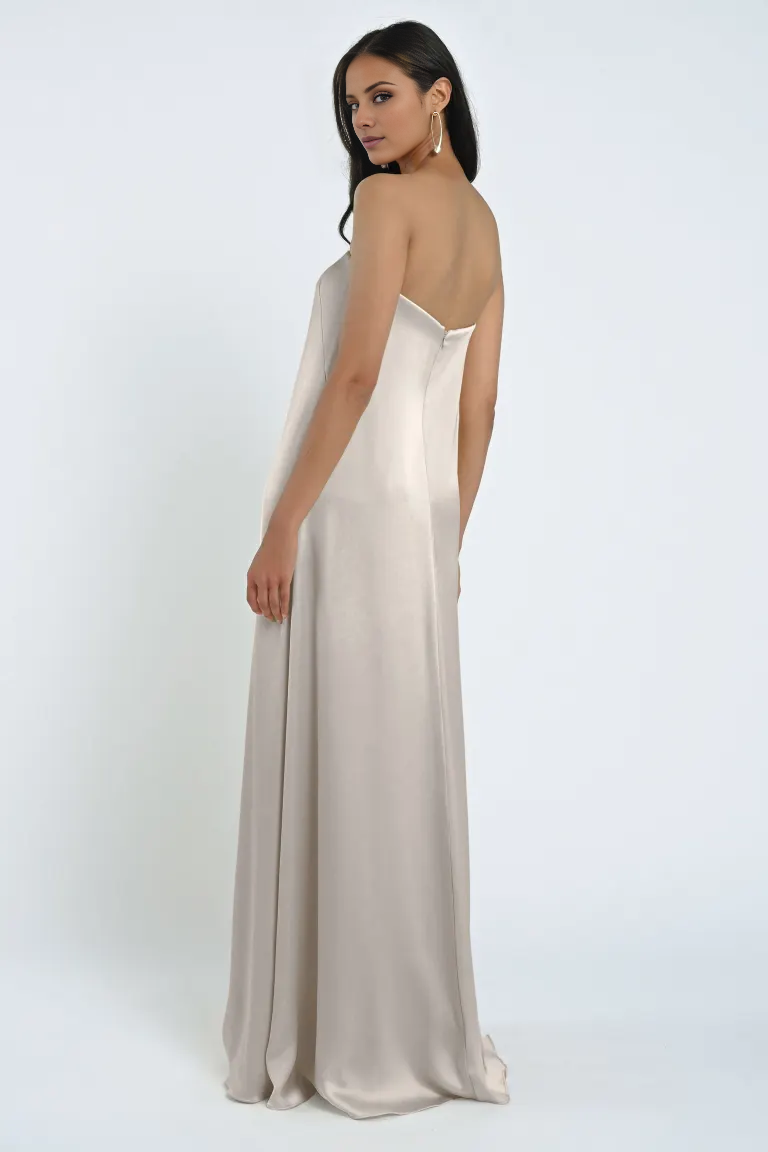 Vestido de fiesta Jimiss con hombros descubiertos, sin mangas, sin tirantes, sin espalda y largo hasta el suelo