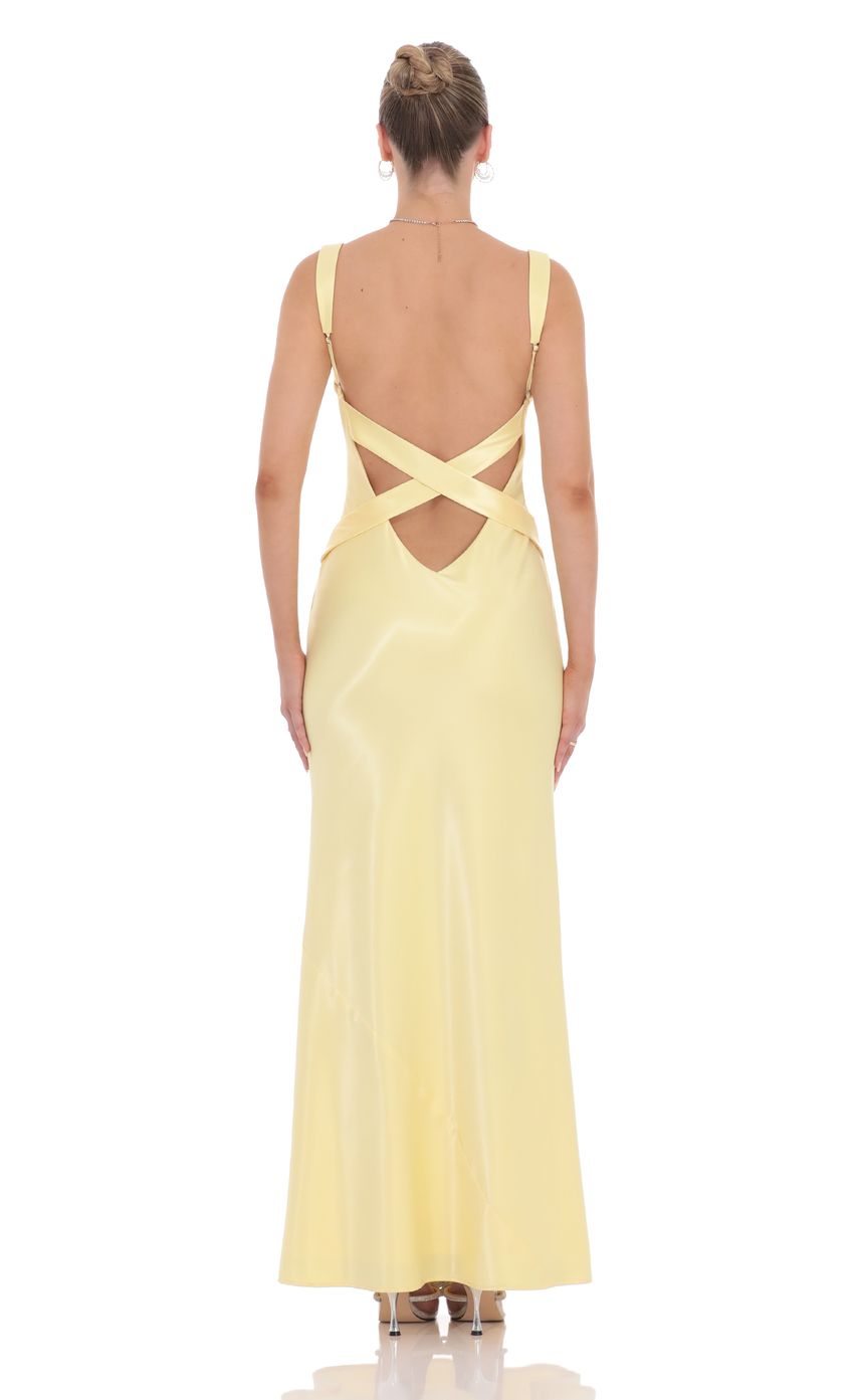 Vestido de fiesta Jimiss de satén, sin mangas, con cuello en V y hombros descubiertos, largo hasta el suelo