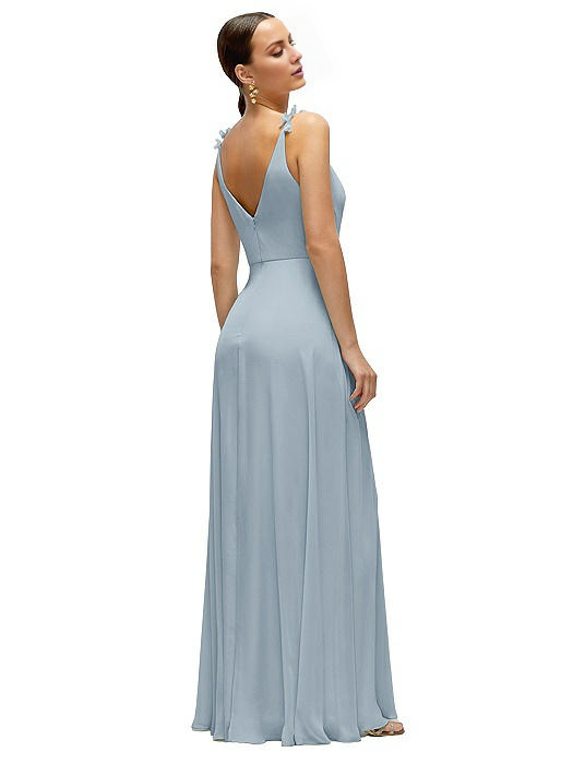 Vestido de fiesta Jimiss con escote en V, hombros descubiertos, sin mangas, espalda descubierta y largo hasta el suelo