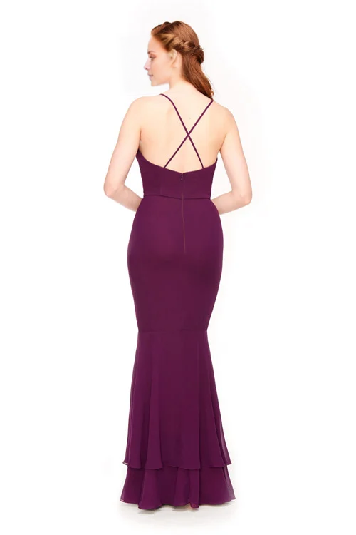 Vestido de fiesta Jimiss con escote cuadrado, hombros descubiertos, sin mangas, tirantes finos, espalda descubierta y largo hasta el suelo