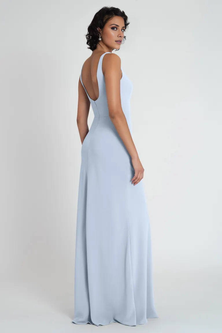 Vestido de fiesta Jimiss con escote cuadrado, hombros descubiertos, sin mangas, espalda descubierta y largo hasta el suelo