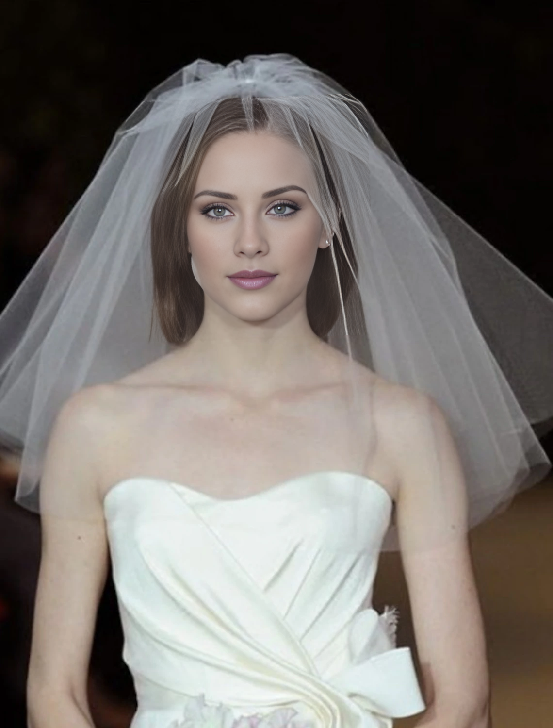 Jimiss - Vestido de novia de dos capas estilo minimalista/clásico con velo de hombro en color liso de 70 cm (27,56 pulgadas) transparente que deja una profunda impresión en 2025