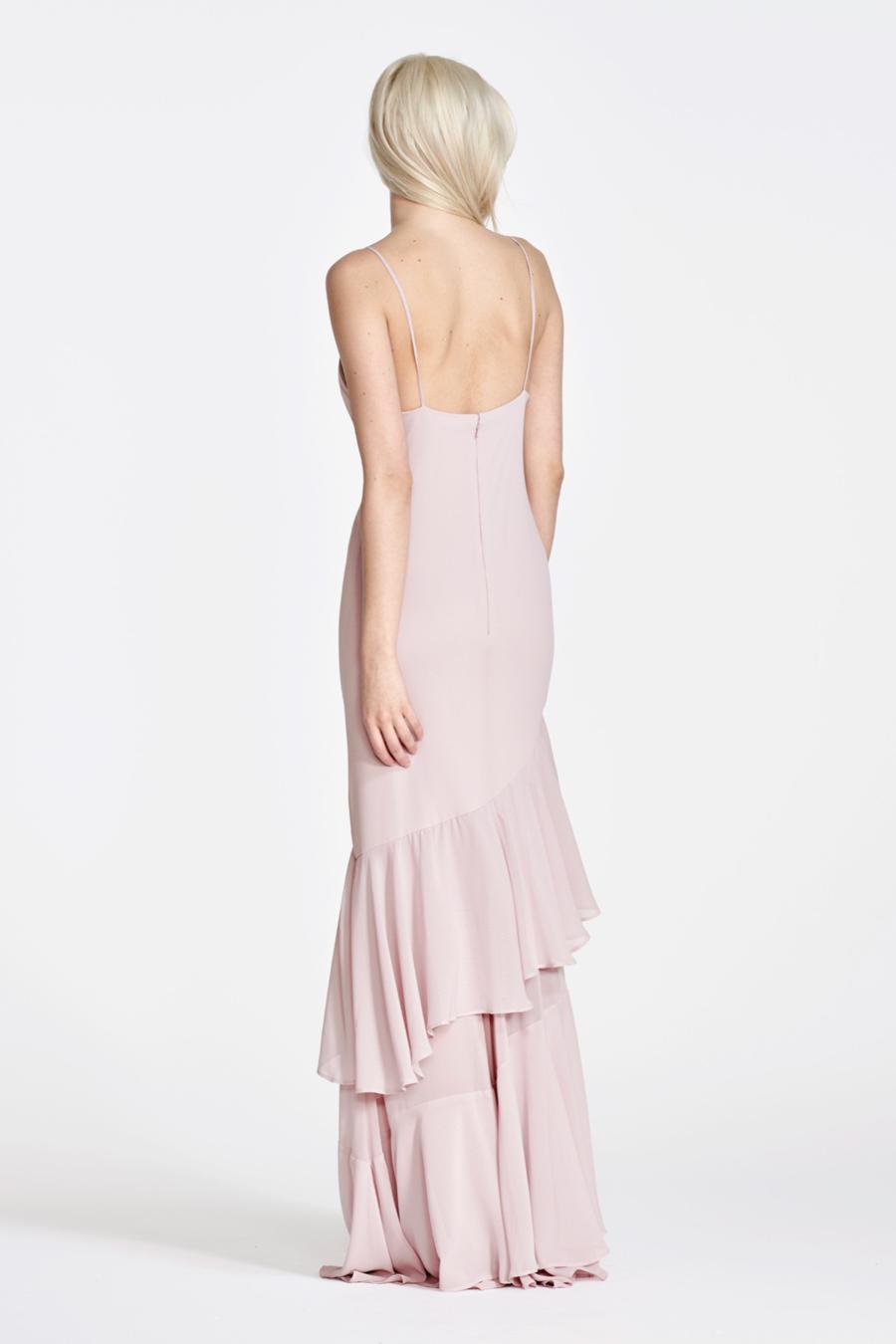 Vestido de noche Jimiss con escote cuadrado, sin mangas, tirantes finos, sin espalda y largo hasta el suelo