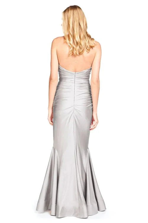 Vestido de fiesta Jimiss con escote corazón, hombros descubiertos, sin mangas, espalda descubierta y largo hasta el suelo