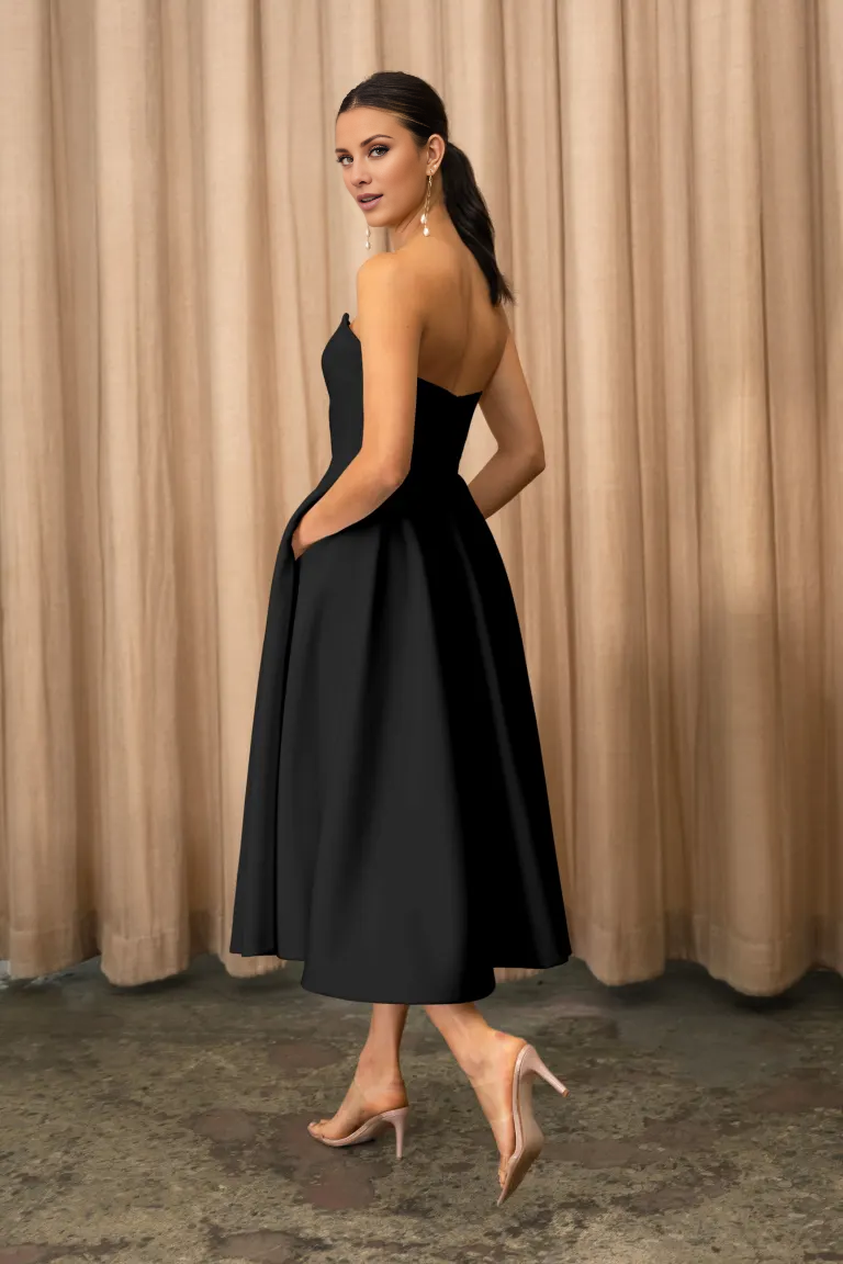 Vestido de fiesta largo Jimiss con hombros descubiertos, sin mangas, sin tirantes y sin espalda