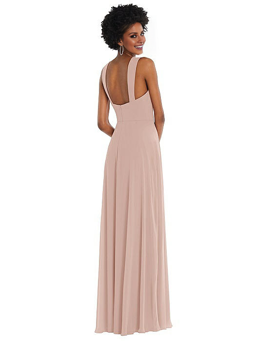 Vestido de fiesta Jimiss con escote cuadrado, hombros descubiertos, sin mangas, espalda descubierta, abertura lateral y largo hasta el suelo