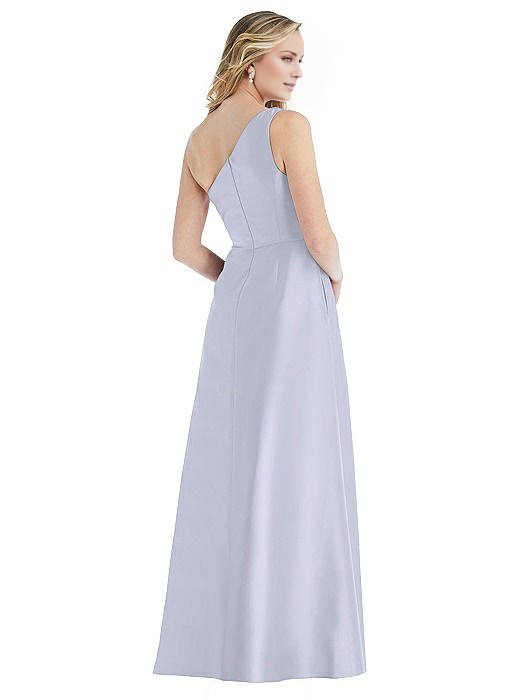 Vestido de fiesta Jimiss con escote asimétrico, hombros descubiertos, sin mangas, espalda descubierta y largo hasta el suelo