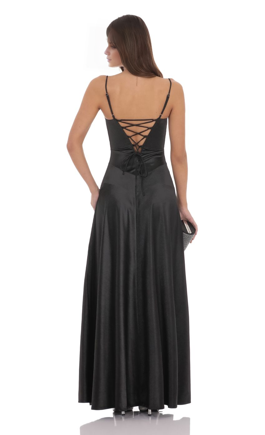 Vestido de fiesta Jimiss con escote corazón, sin mangas, tirantes finos, sin espalda y largo hasta el suelo