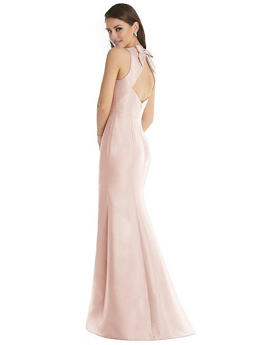 Vestido de fiesta Jimiss con escote redondo, hombros descubiertos, sin mangas, espalda descubierta, abertura lateral y largo hasta el suelo