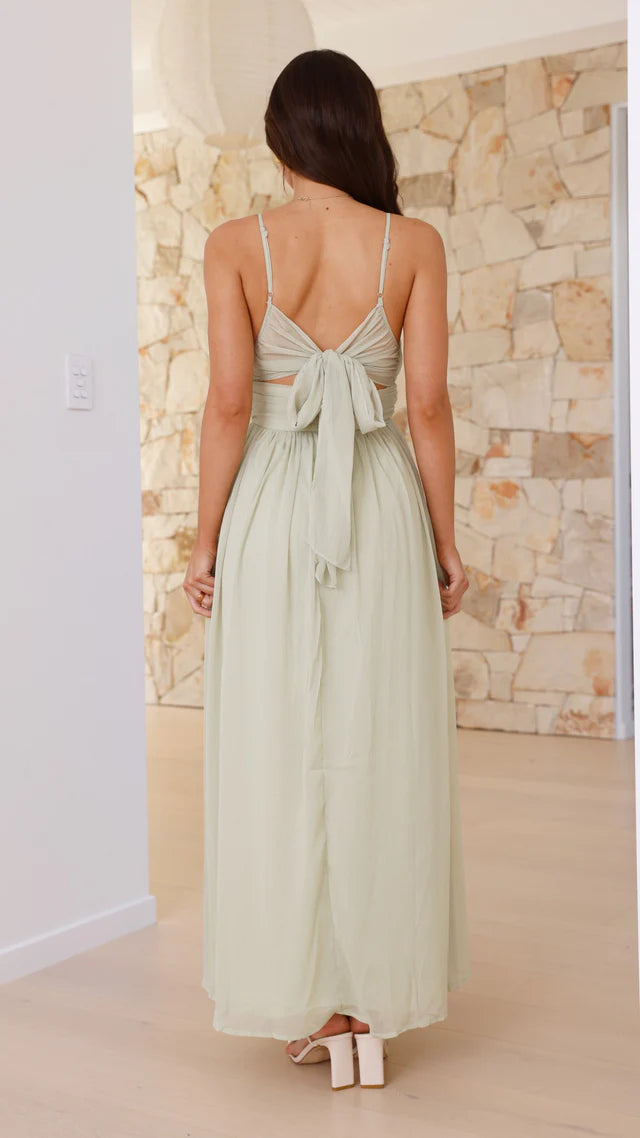 Vestido de fiesta Jimiss con escote en V, tirantes finos, espalda descubierta y largo hasta el suelo