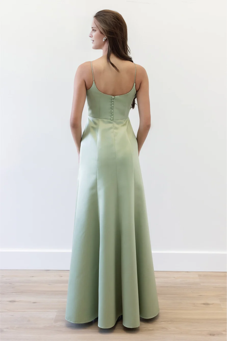 Vestido de fiesta Jimiss con escote cuadrado, hombros descubiertos, sin mangas, espalda descubierta y largo hasta el suelo