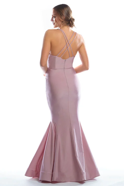 Vestido de fiesta Jimiss de sirena, escote en V, sin mangas, hombros descubiertos, tirantes finos y largo hasta el suelo