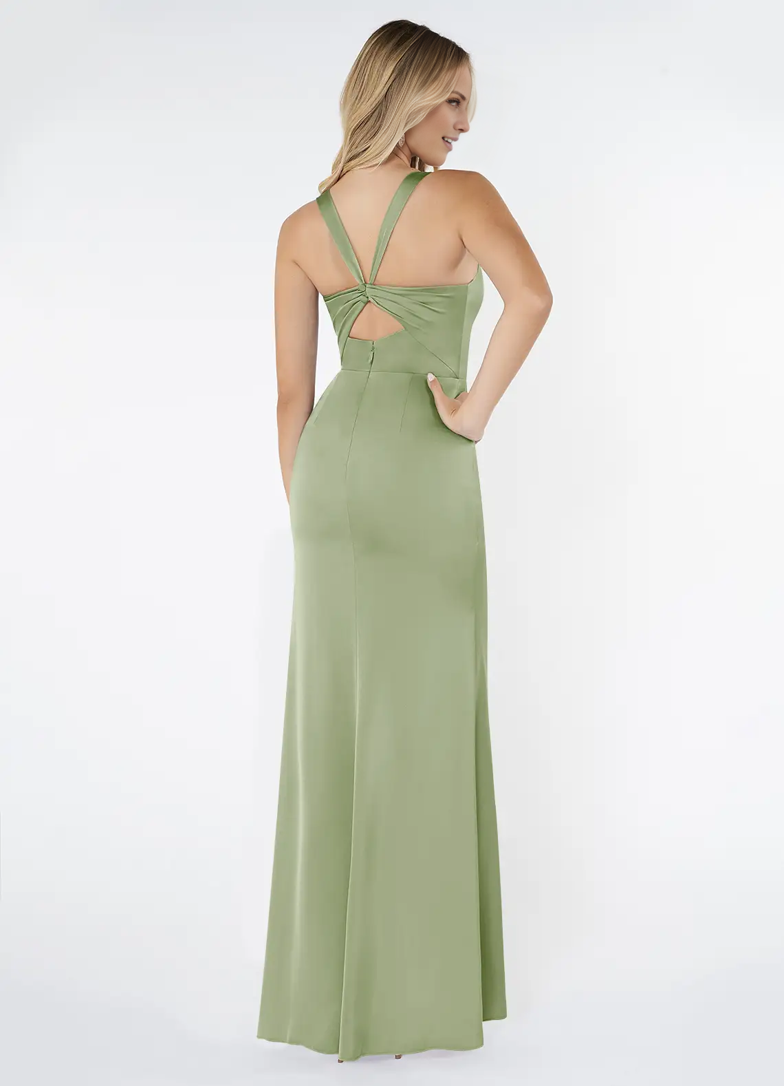 Square Neck Sleeveless Side Split and Floor length Bridesmaid Dress - Jimiss Dress