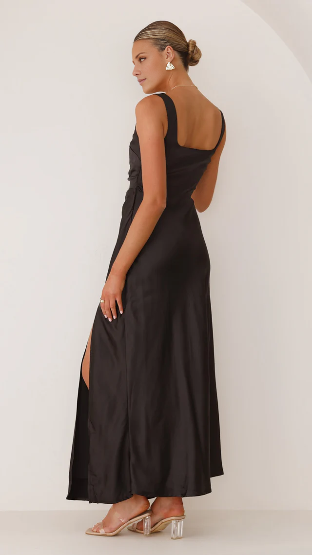 Vestido de fiesta Jimiss con escote cuadrado, abertura lateral en la espalda y largo hasta el suelo