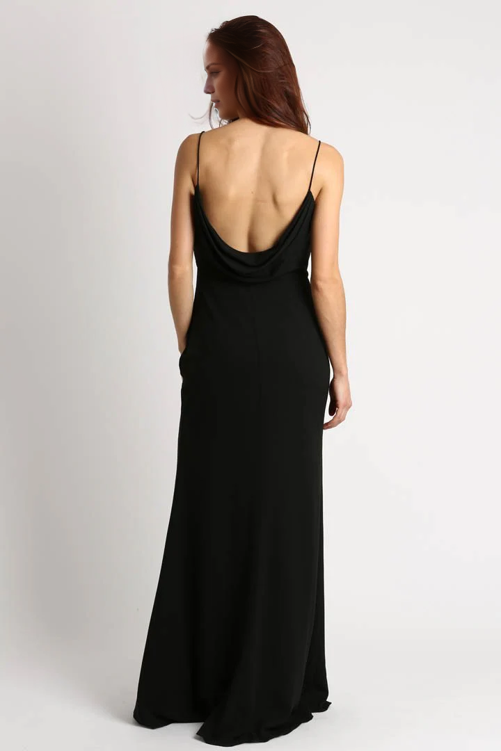 Vestido de noche Jimiss con escote cuadrado, hombros descubiertos, sin mangas, tirantes finos, espalda descubierta y largo hasta el suelo