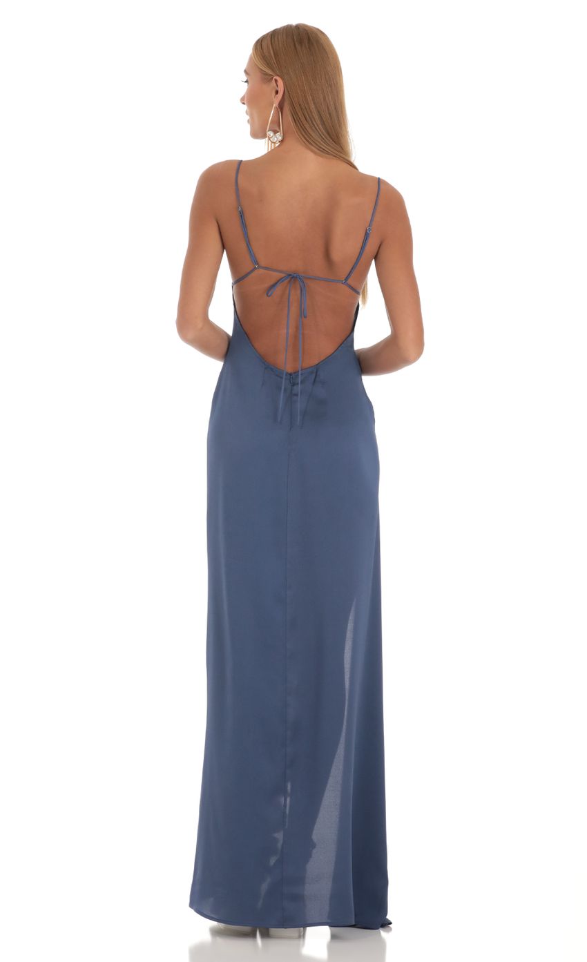 Vestido de fiesta Jimiss con escote en V, hombros descubiertos, sin mangas, tirantes finos, espalda descubierta, abertura lateral y largo hasta el suelo