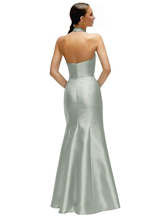 Vestido de fiesta Jimiss con escote halter, hombros descubiertos, sin mangas, espalda descubierta y largo hasta el suelo