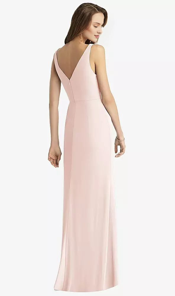 Blushing Pink Chiffon A-Line V-Neck Floor-Length Bridesmaid & Formal Dress