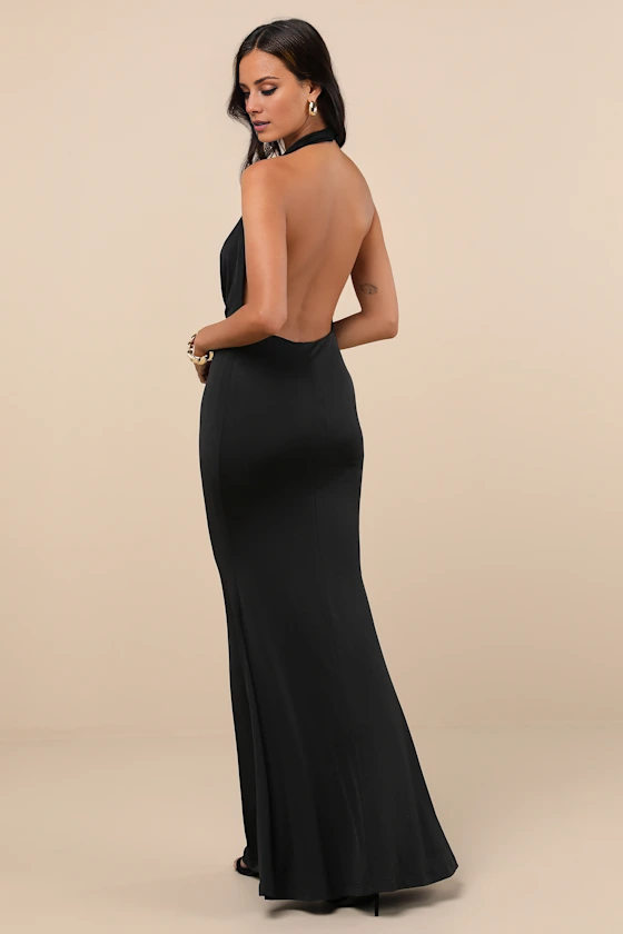 Vestido de fiesta Jimiss con escote caído, hombros descubiertos, sin mangas, espalda descubierta y largo hasta el suelo