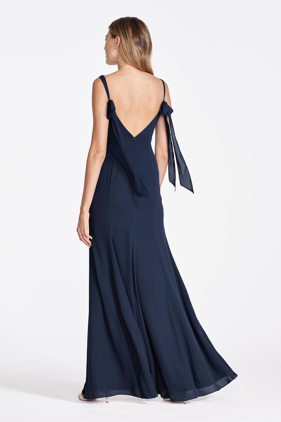 Vestido de noche Jimiss con escote en V profundo, sin mangas, espalda descubierta, abertura lateral y largo hasta el suelo