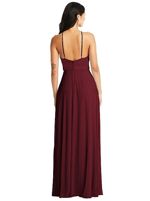 Vestido de fiesta Jimiss con cuello halter, hombros descubiertos, sin mangas, espalda descubierta, abertura lateral y largo hasta el suelo
