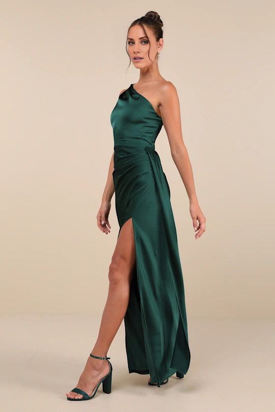 Vestido de fiesta Jimiss con escote asimétrico, sin mangas, espalda descubierta, abertura lateral y largo hasta el suelo