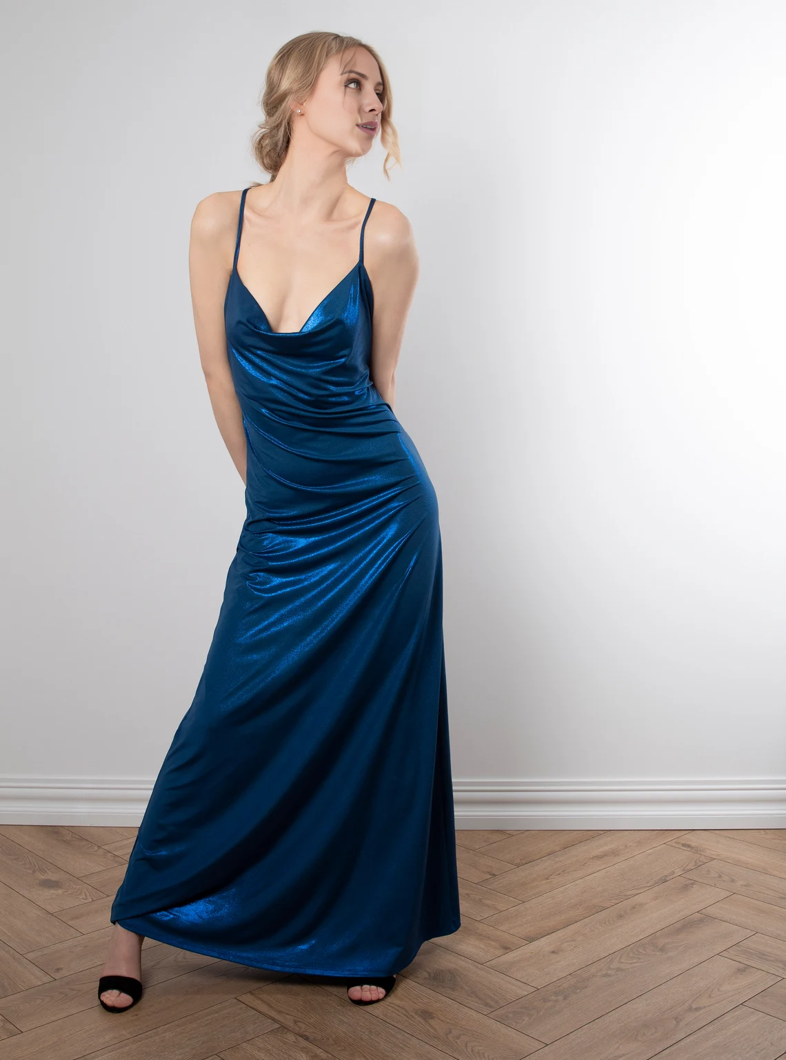 Jimiss - Vestido de fiesta con tirantes finos, espalda descubierta y largo hasta el suelo 