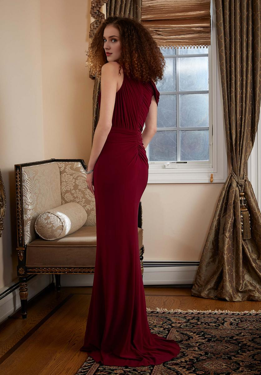 Burgundy One Shoulder Floor-Length Evening Dress