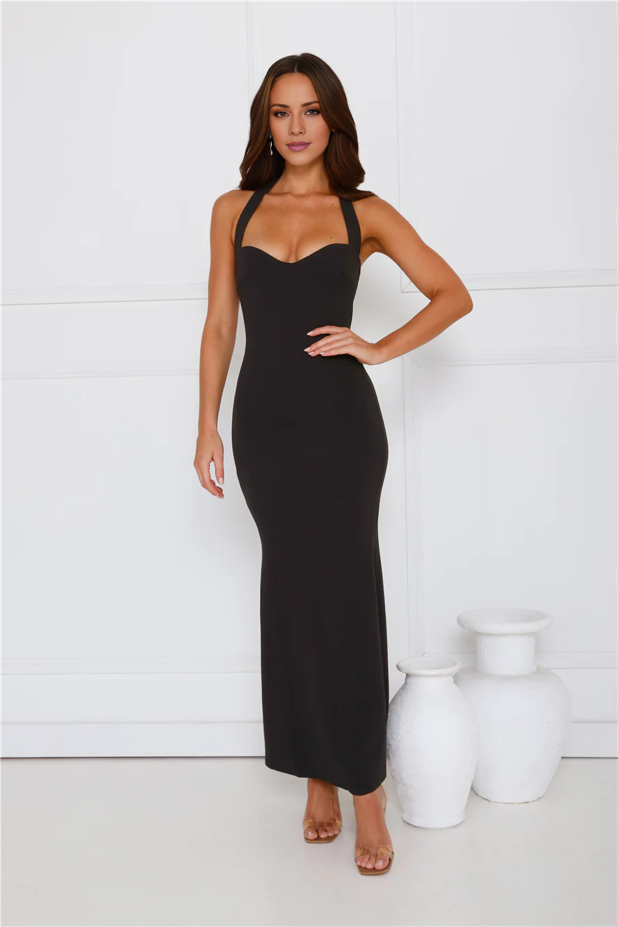 Vestido de fiesta largo con escote halter y espalda descubierta de sirena de Jimiss
