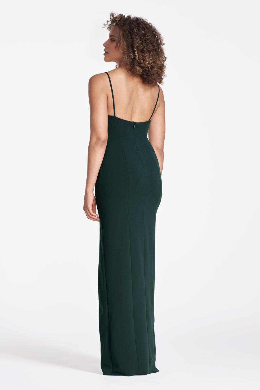 Vestido de noche Jimiss con escote cuadrado, tirantes finos, sin mangas, espalda descubierta, abertura lateral y largo hasta el suelo