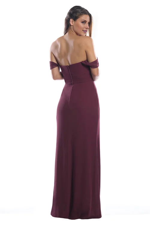 Jimiss off shoulder collar sleeveless strapless backless and floor length Prom dress