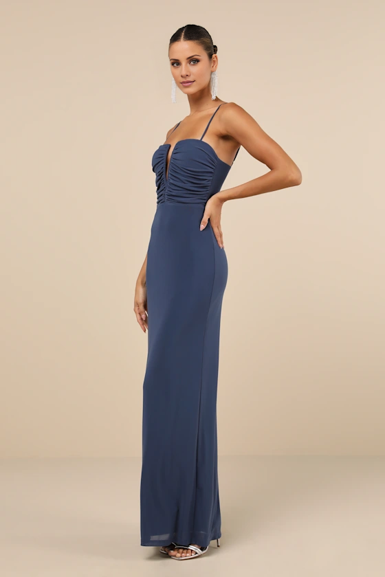 Vestido de noche Jimiss con escote en V, hombros descubiertos, sin mangas, tirantes finos, sin espalda y largo hasta el suelo