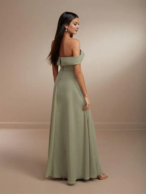 Vestido de noche Jimiss con hombros descubiertos, cuello, mangas, espalda descubierta y largo hasta el suelo