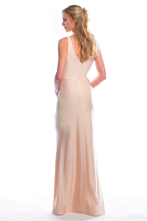 Vestido de fiesta Jimiss con escote en V, hombros descubiertos, sin mangas, espalda descubierta, abertura lateral y largo hasta el suelo