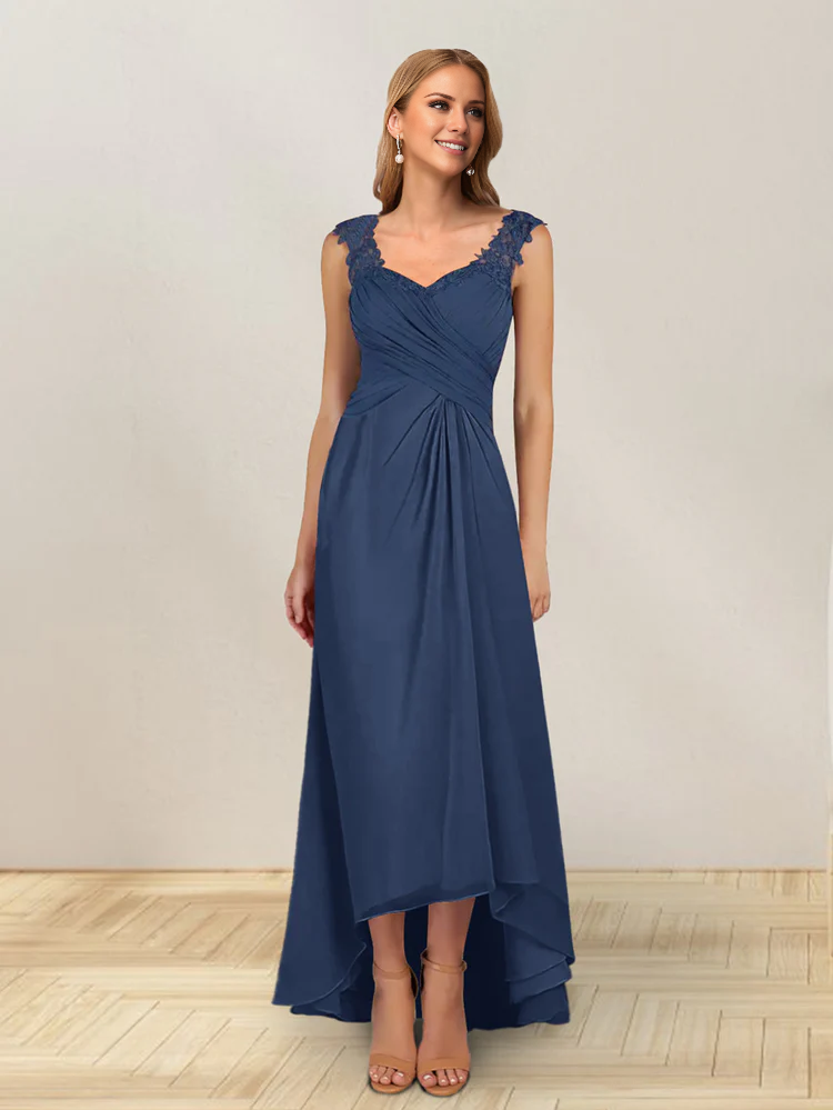 Abito da sposa a trapezio, senza maniche, a forma di foglia di loto, lunghezza laterale, per la madre della sposa 