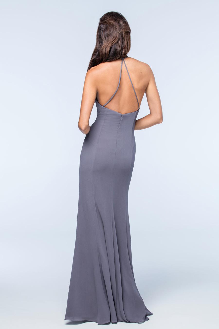 Vestido de noche Jimiss con escote cuadrado, hombros descubiertos, sin mangas, espalda descubierta y largo hasta el suelo