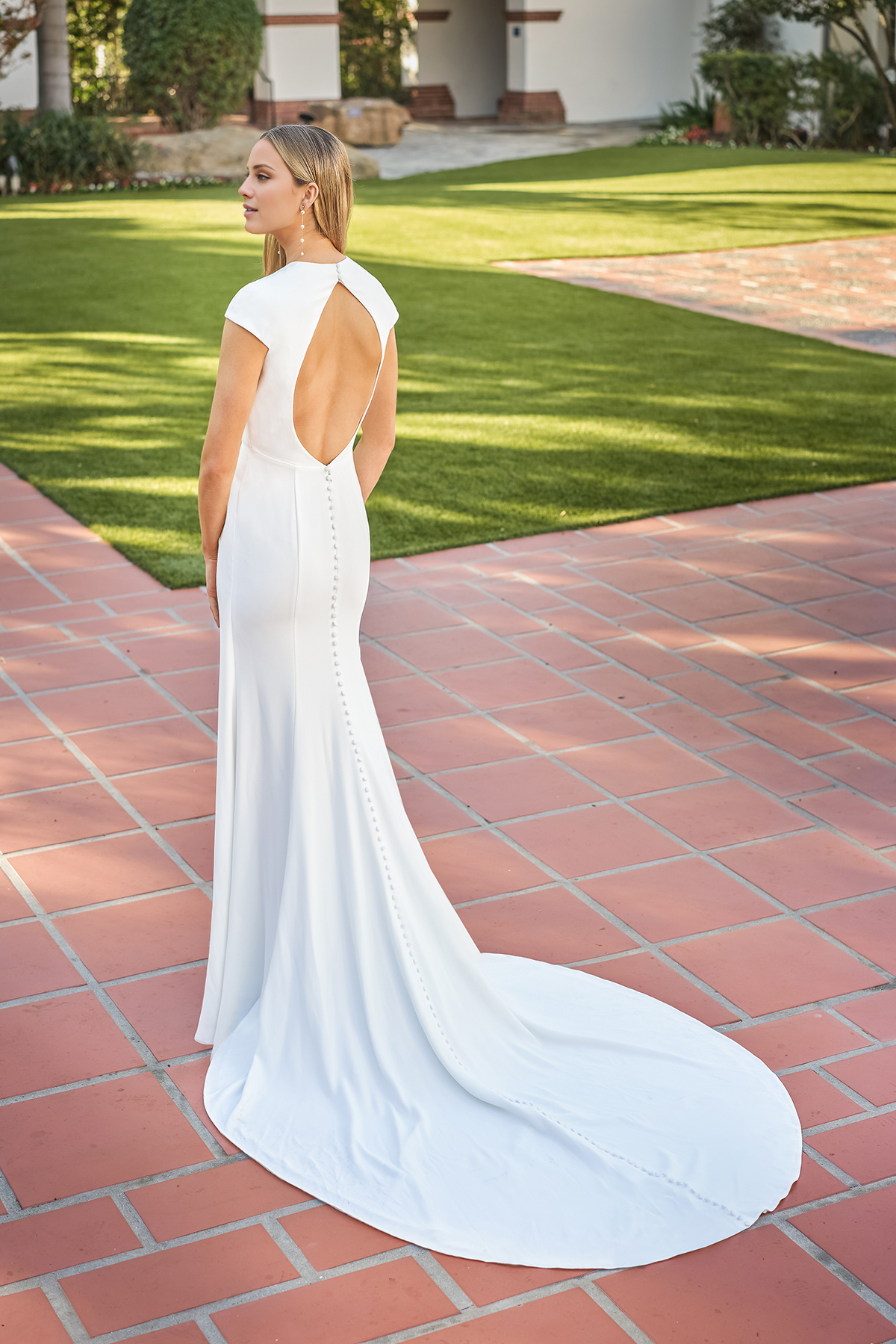 White Satin A-Line Floor-Length Bridesmaid Dress with V-Neck and Twisted Bodice